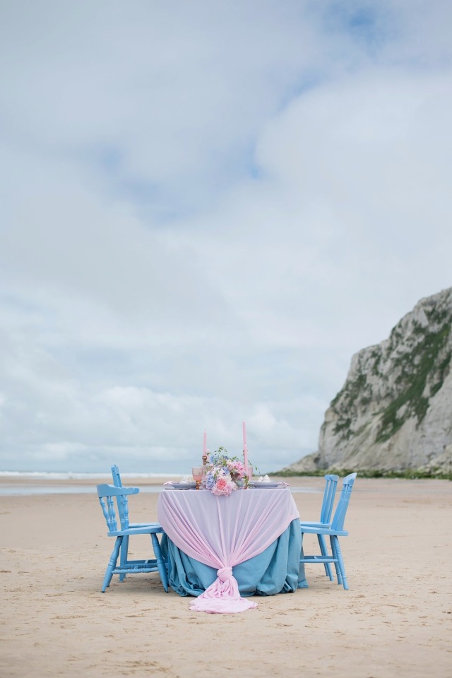 wedding on the beach reception table