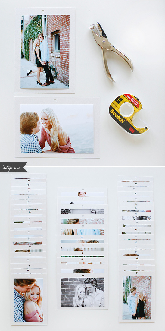 Hanging photo strips create a beautiful memory cascade