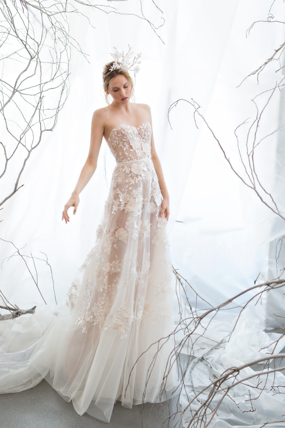romantic wedding gown by Mira Zwillinger