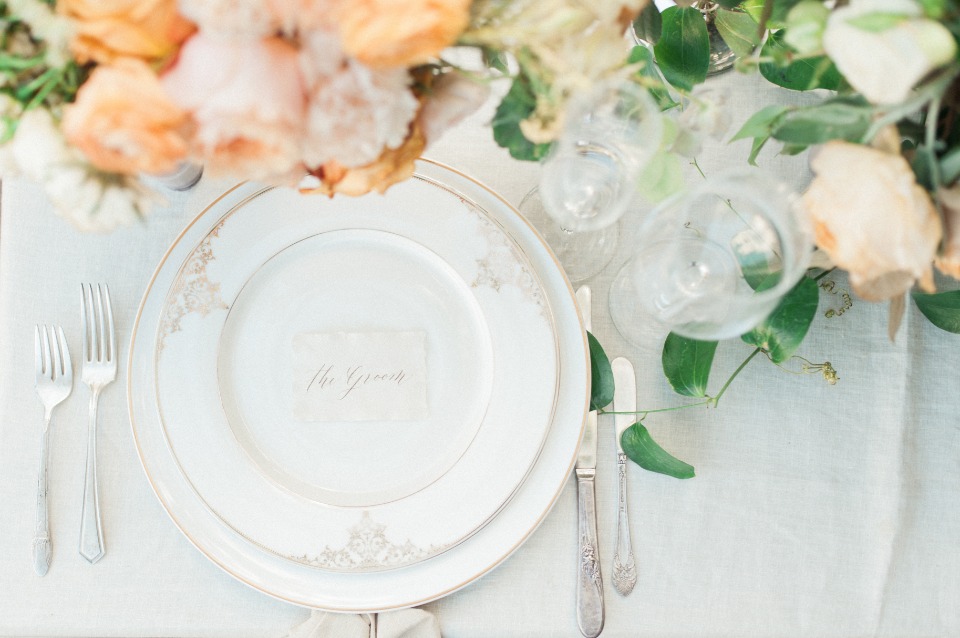 vintage white and gold china classic place setting