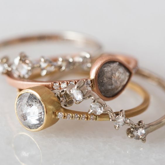 Stunning rose gold and gold diamond rings