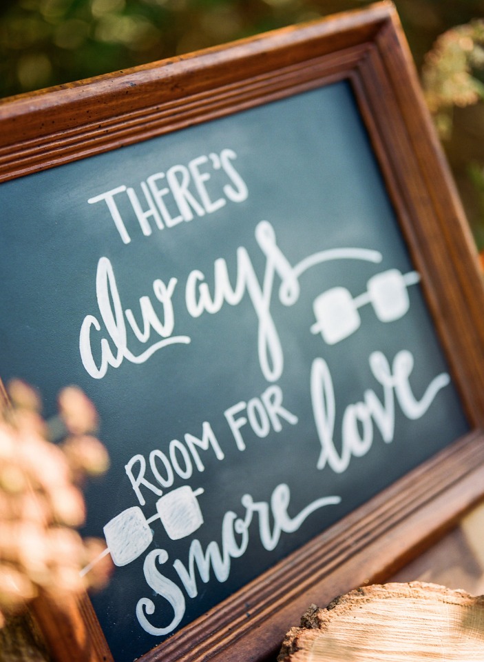 Chalkboard sign says theres always room for smore love