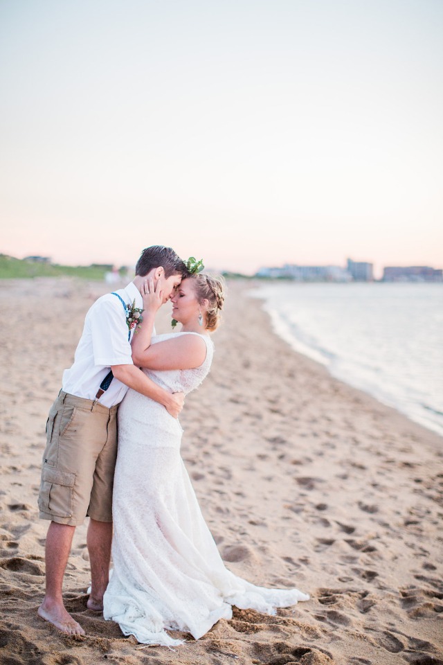 cute beach bride and groom photo