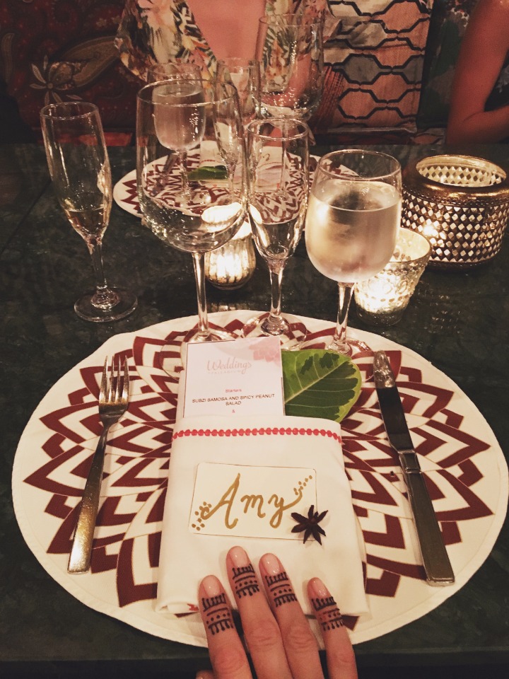 Amy's place setting at an elegant destination wedding