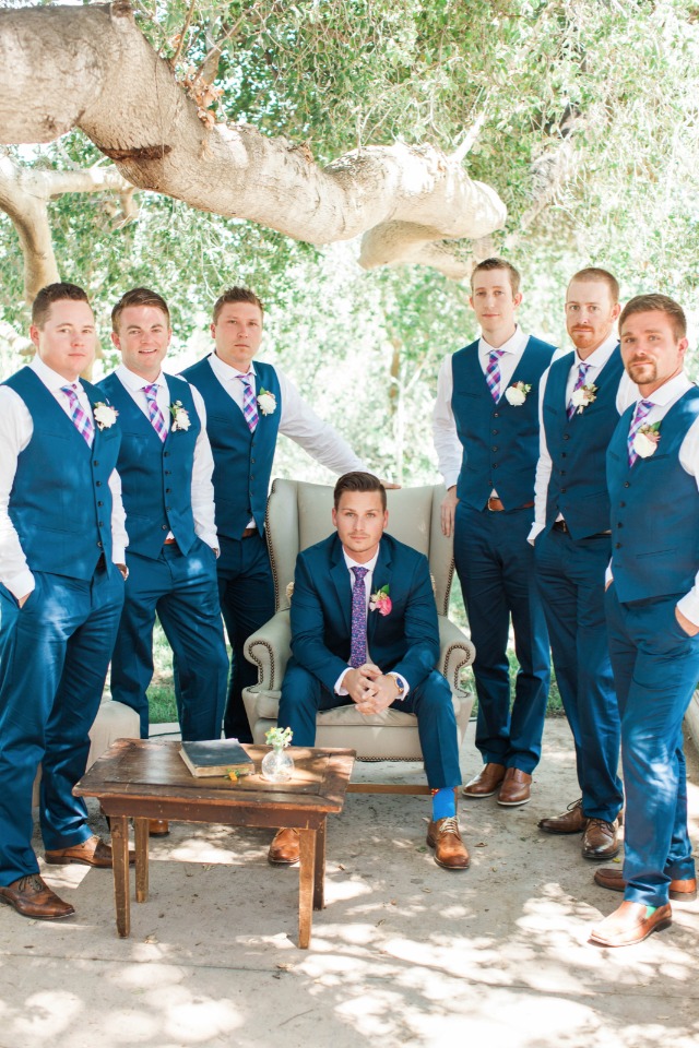 groomsmen in blue and white