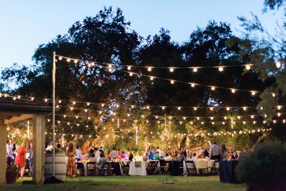 romantic bistro lights for your reception