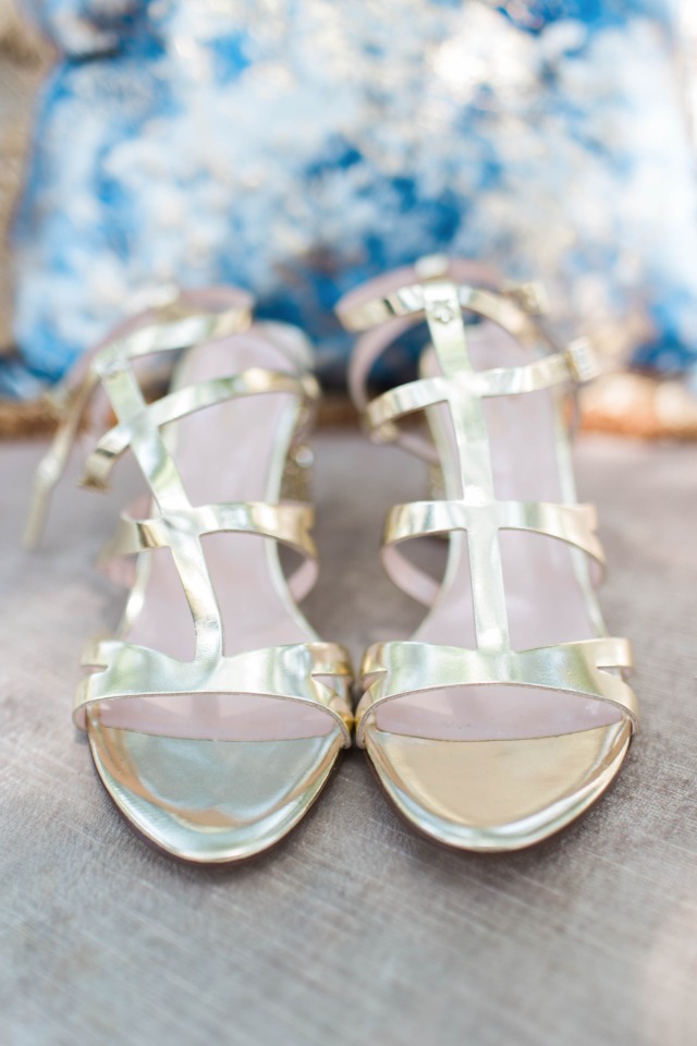 gold strappy wedding heels