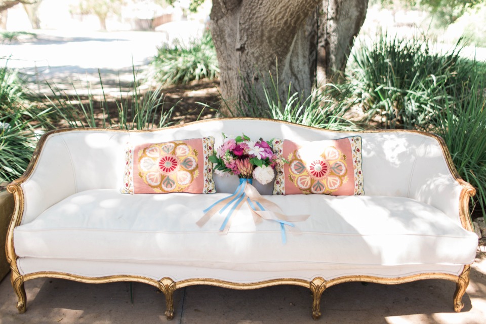 gold and white wedding lounge furniture
