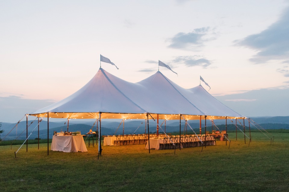 glowing wedding reception tent