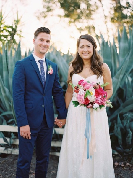 Navy and Pink Modern Garden Wedding