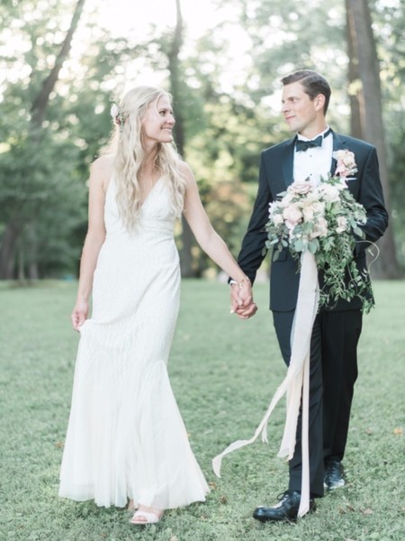 Peaceful Peach And White Wedding