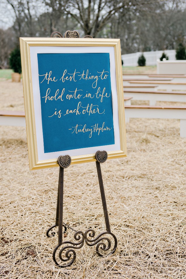 The best thing to hold onto in life is each other wedding sign