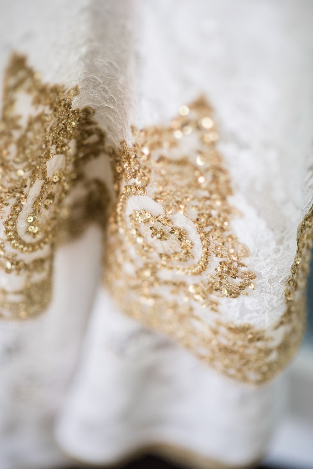 beautiful gold wedding dress details
