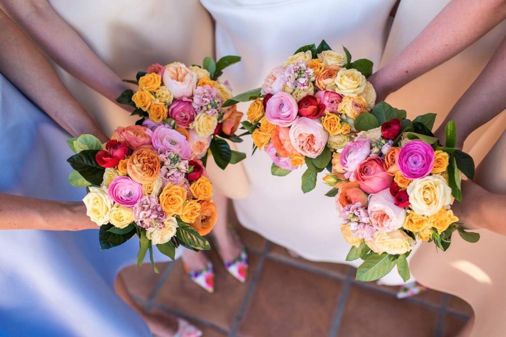 Bright and colorful wedding bouquets