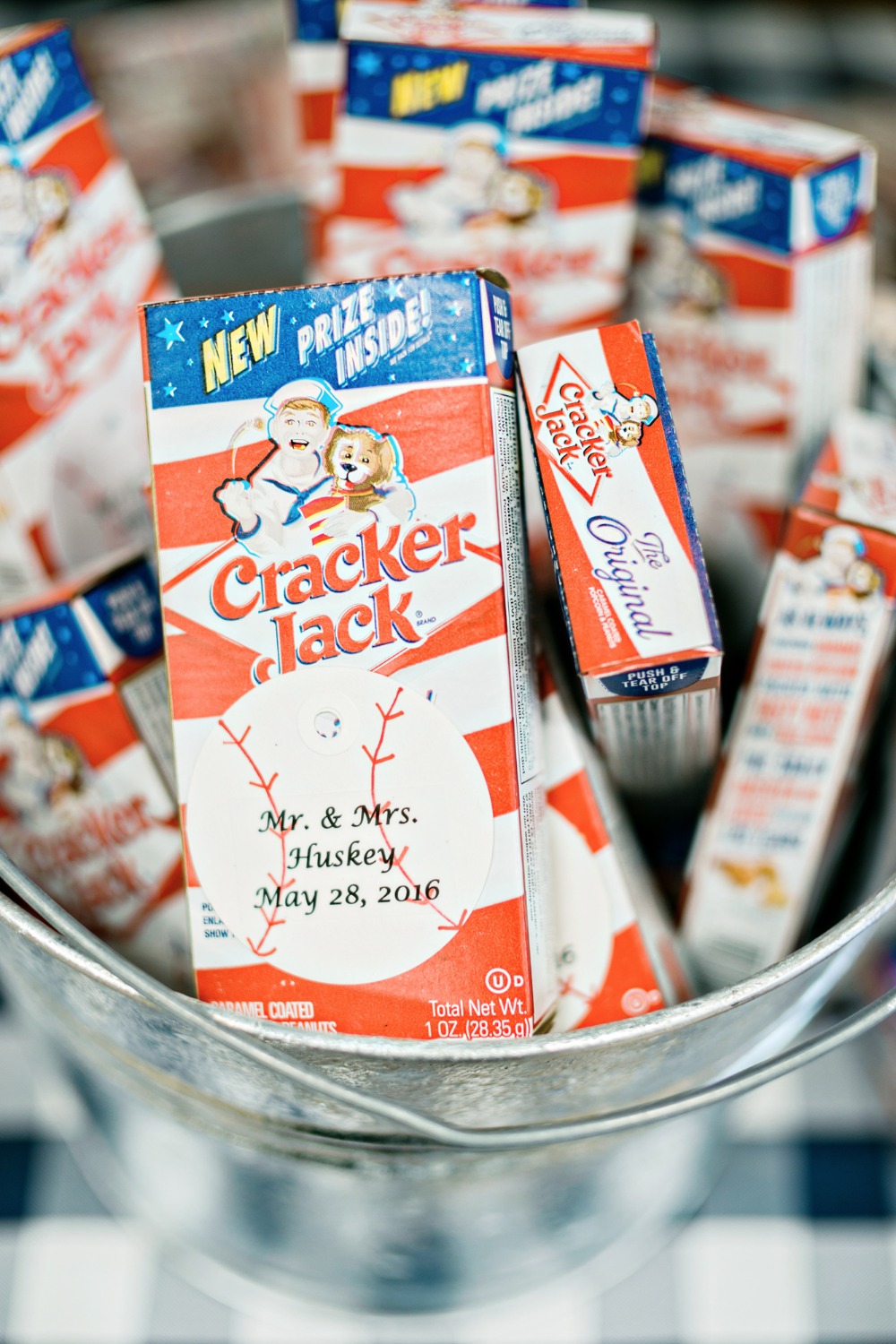 Baseball themed wedding favor - cracker jacks!
