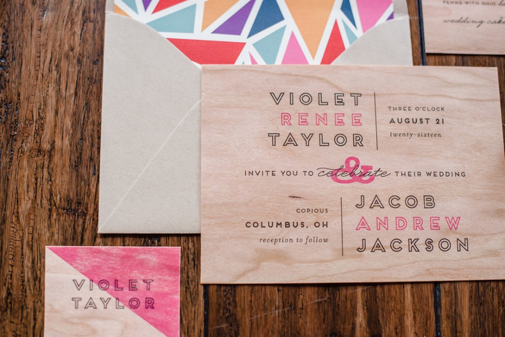 Colorful wedding invitation