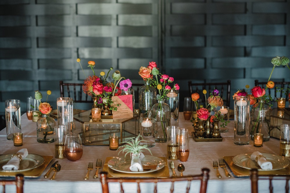 Colorful and romantic tablescape
