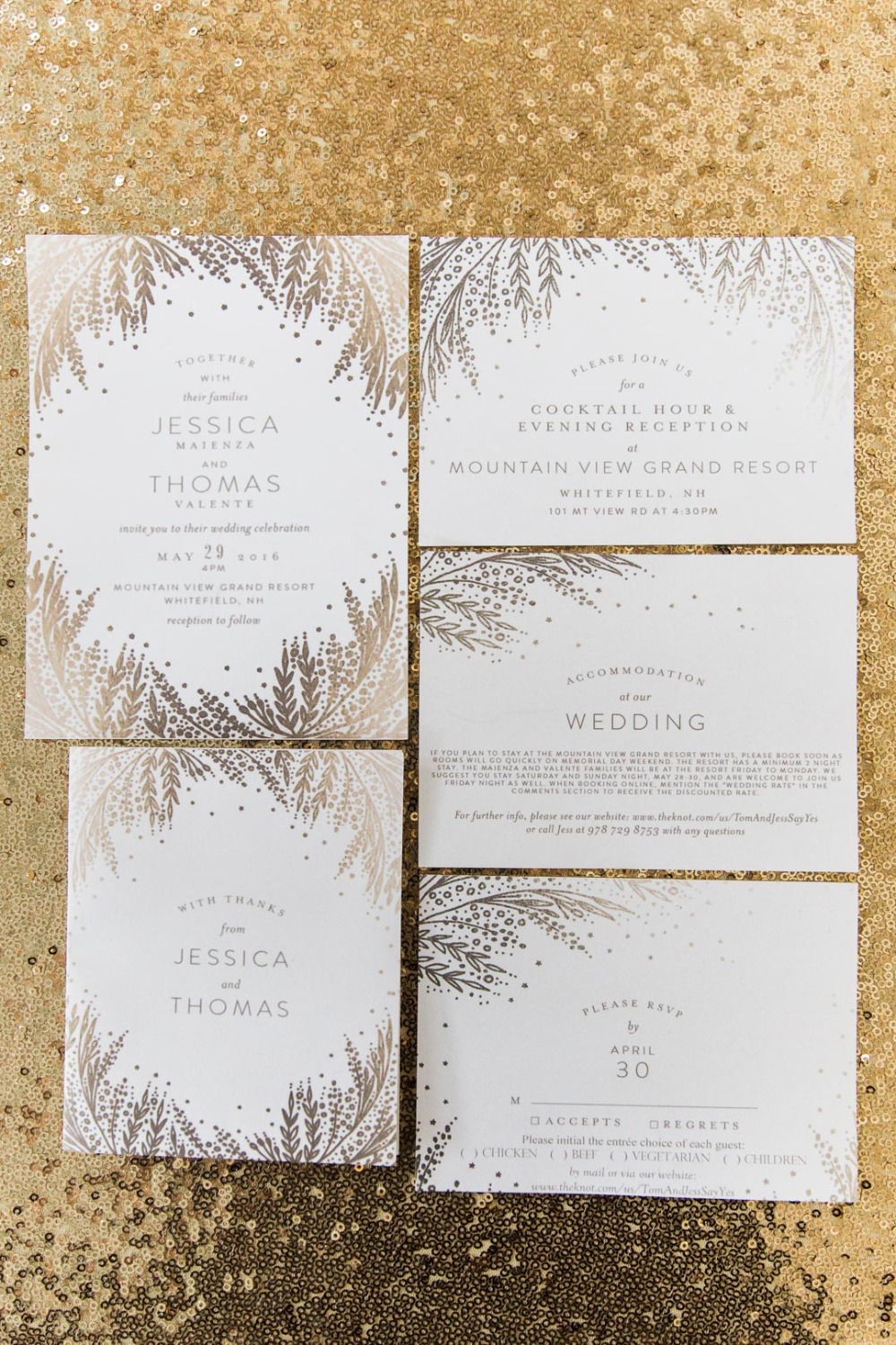 Elegant wedding invitation suite with floral design