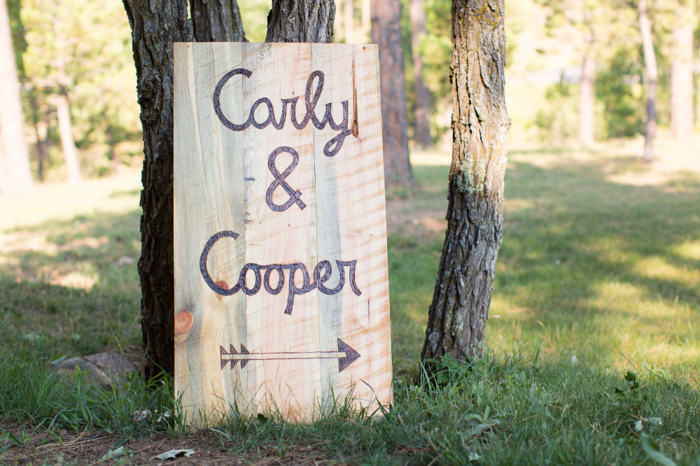 wood wedding signage