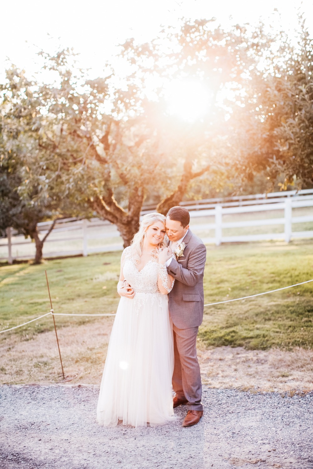 Beautiful sunset wedding portrait