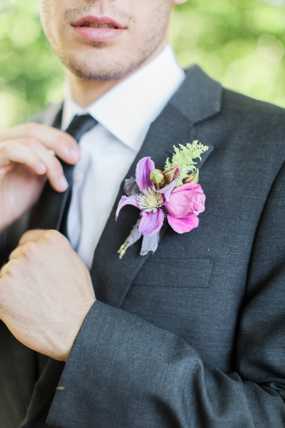 purple wedding boutonniere