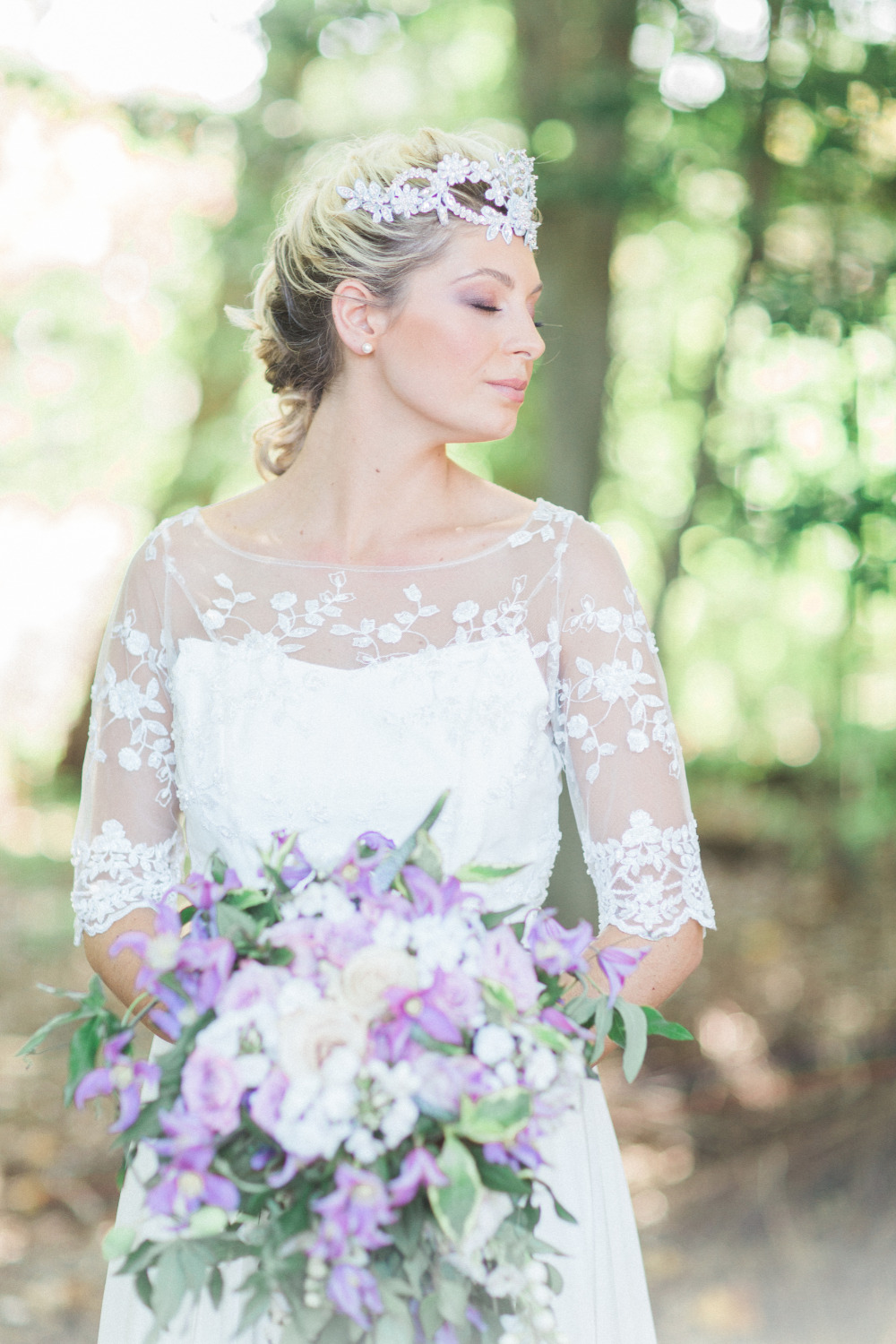 beautiful purple and white bridal look
