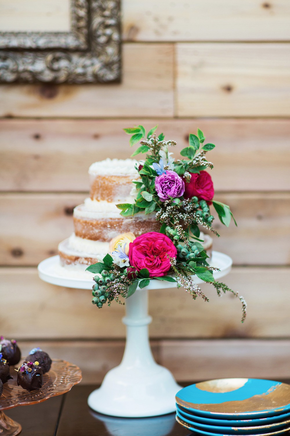 Sweetheart naked cake with florals