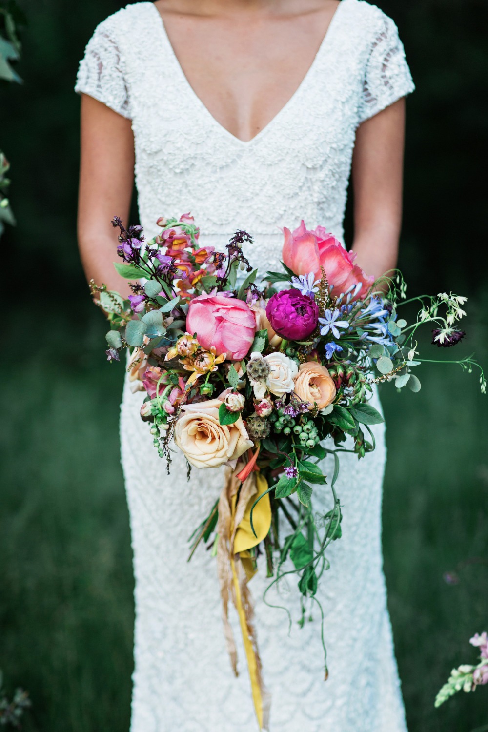 Bright and colorful wedding bouquet