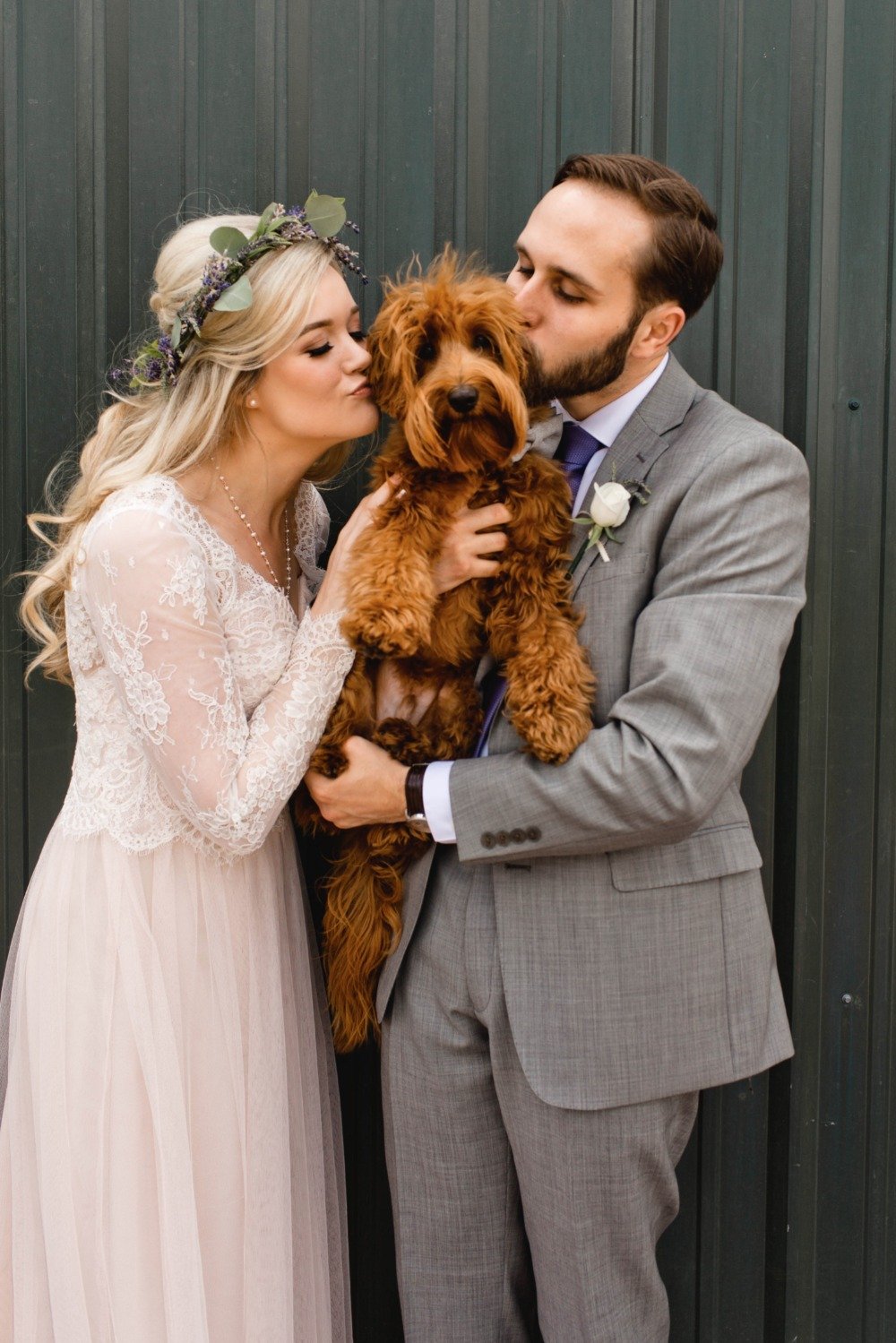 Cute wedding pup wedding photo idea