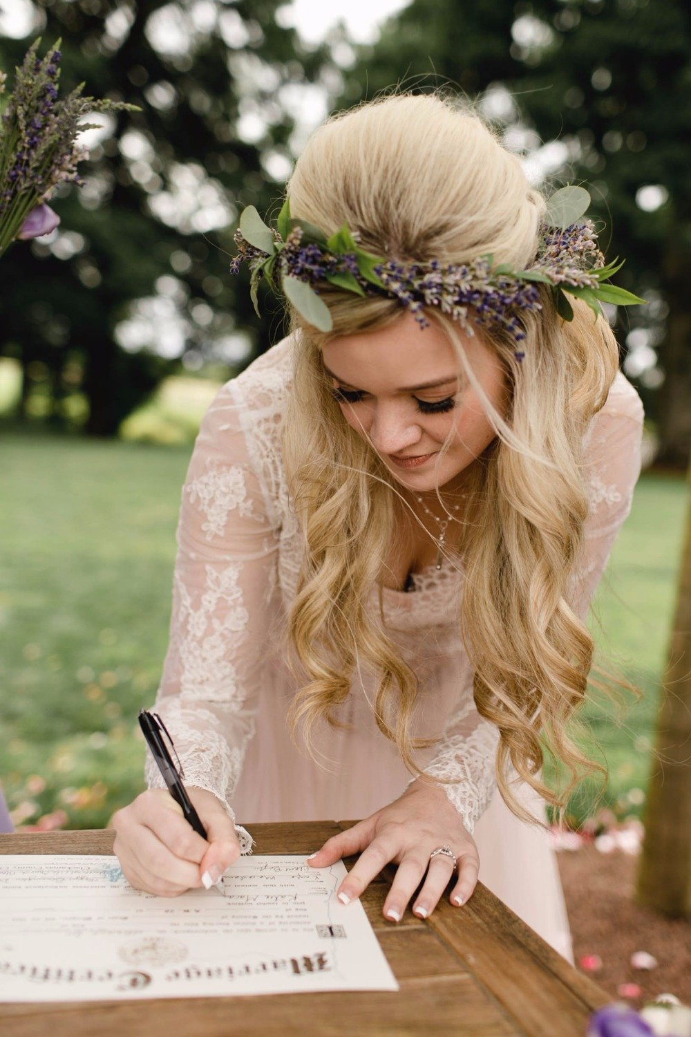 Beautiful wedding hair and floral crown