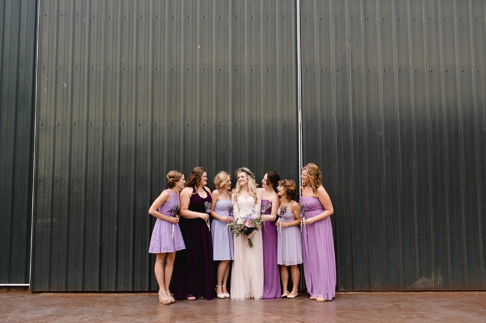 Bridesmaids in shades of purple