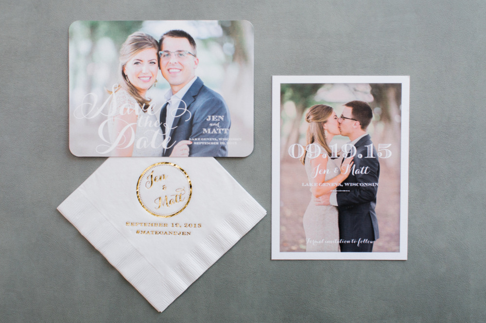 Wedding save the date and invitation cards with couple
