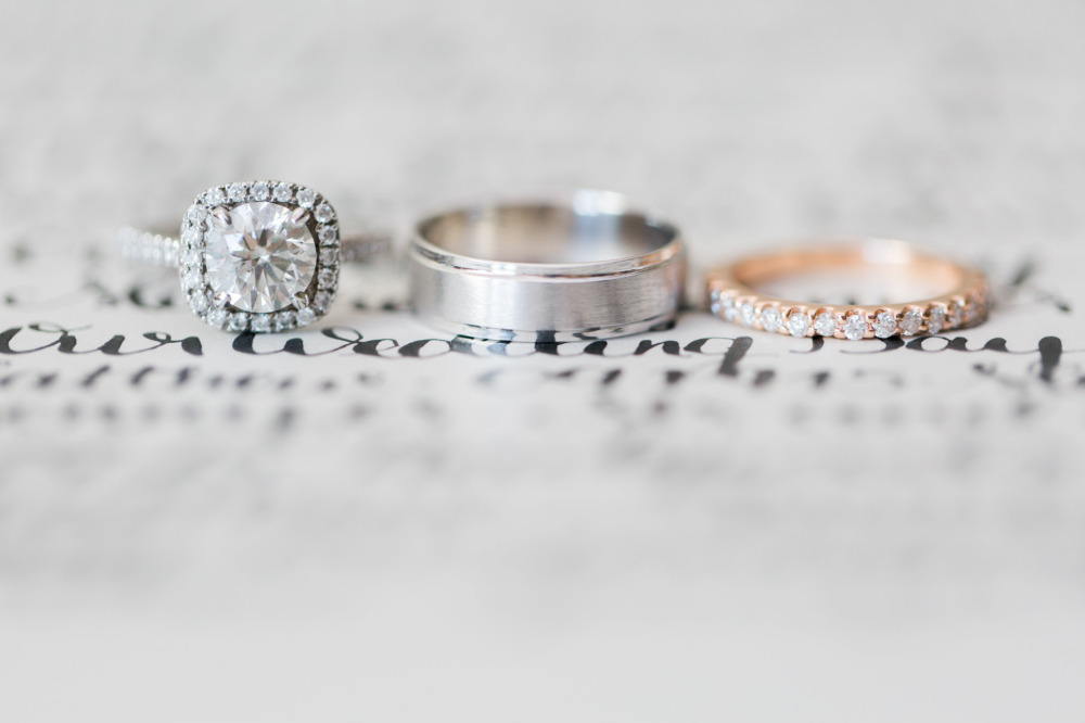 Wedding rings: diamond engagement ring and wedding bands
