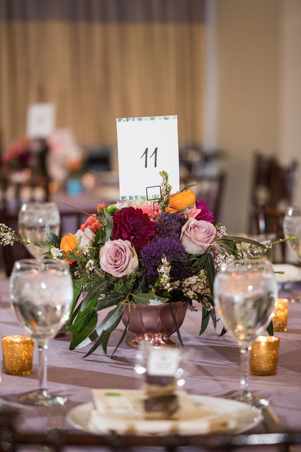 Centerpiece florals and table number ideas