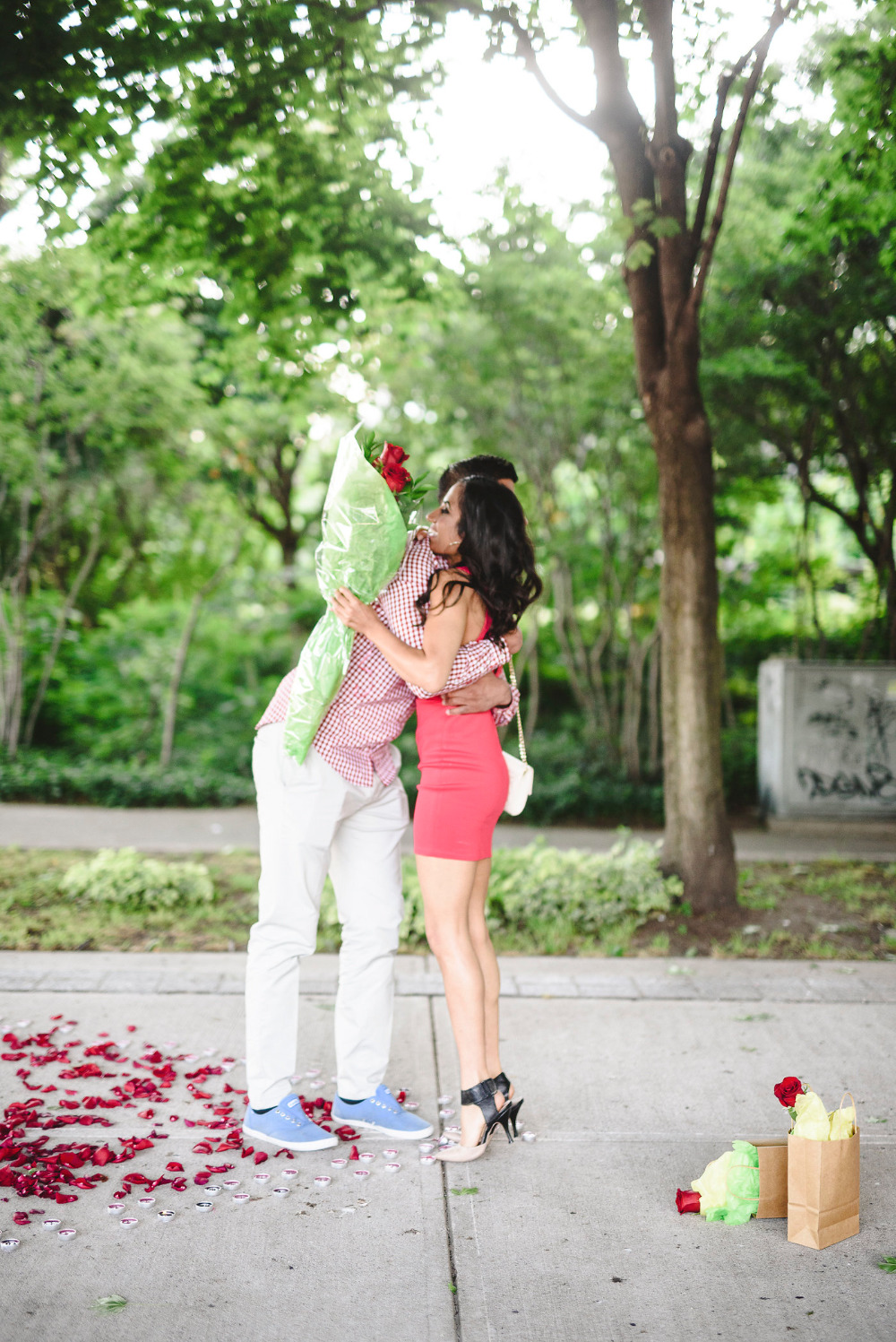 romantic proposal in Toronto Music gardens