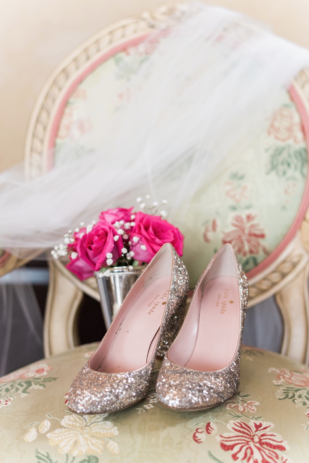 Sparkly Kate Spade wedding heels