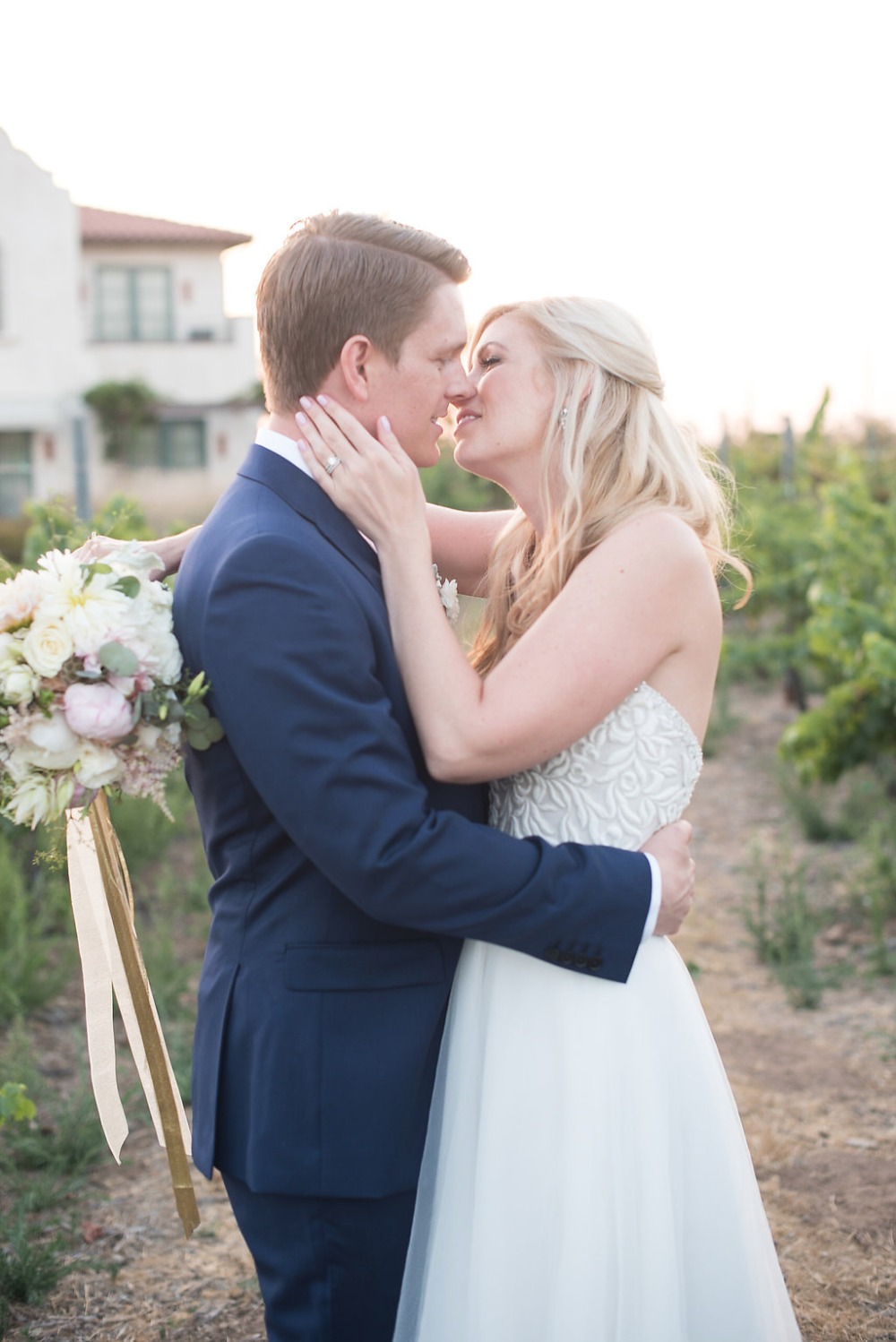 wedding kiss as the sunsets