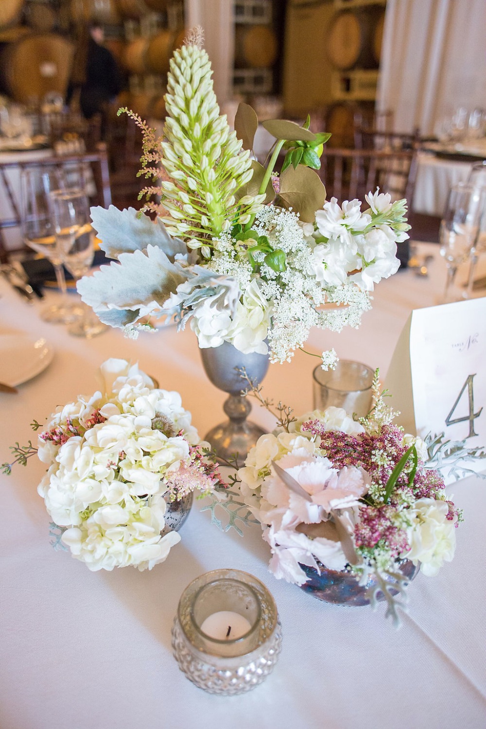 rustic and romantic centerpiece and table number