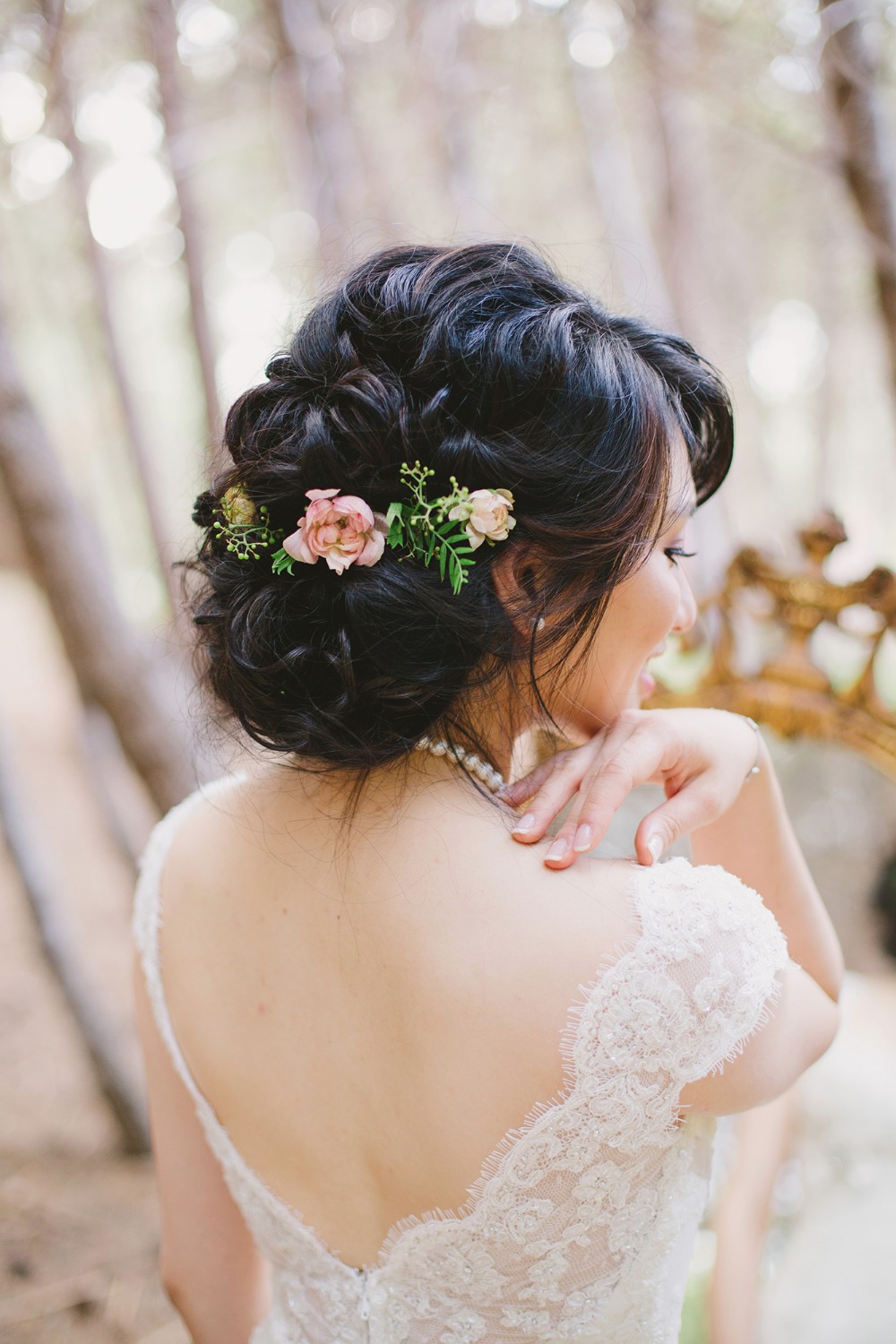 Wedding hair with florals