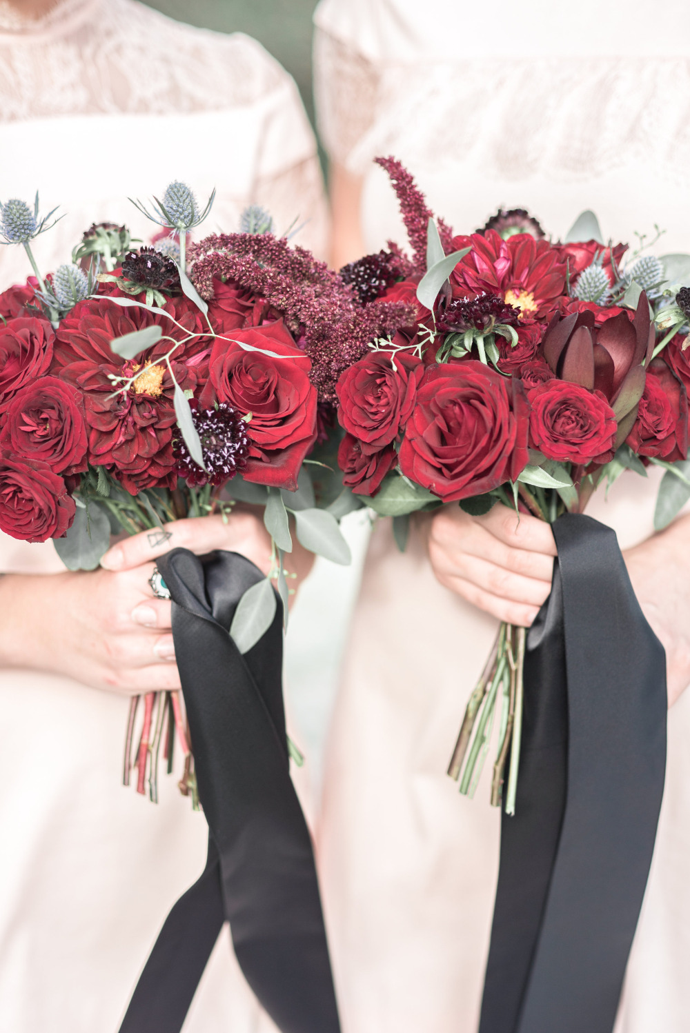beautiful red rose bridesmaid bouquets