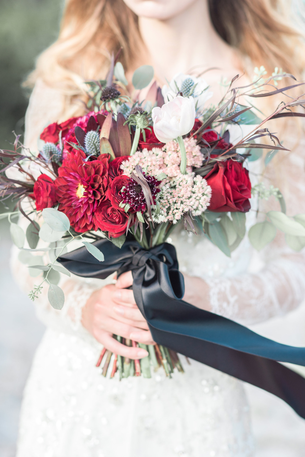 black and red wedding bouquet