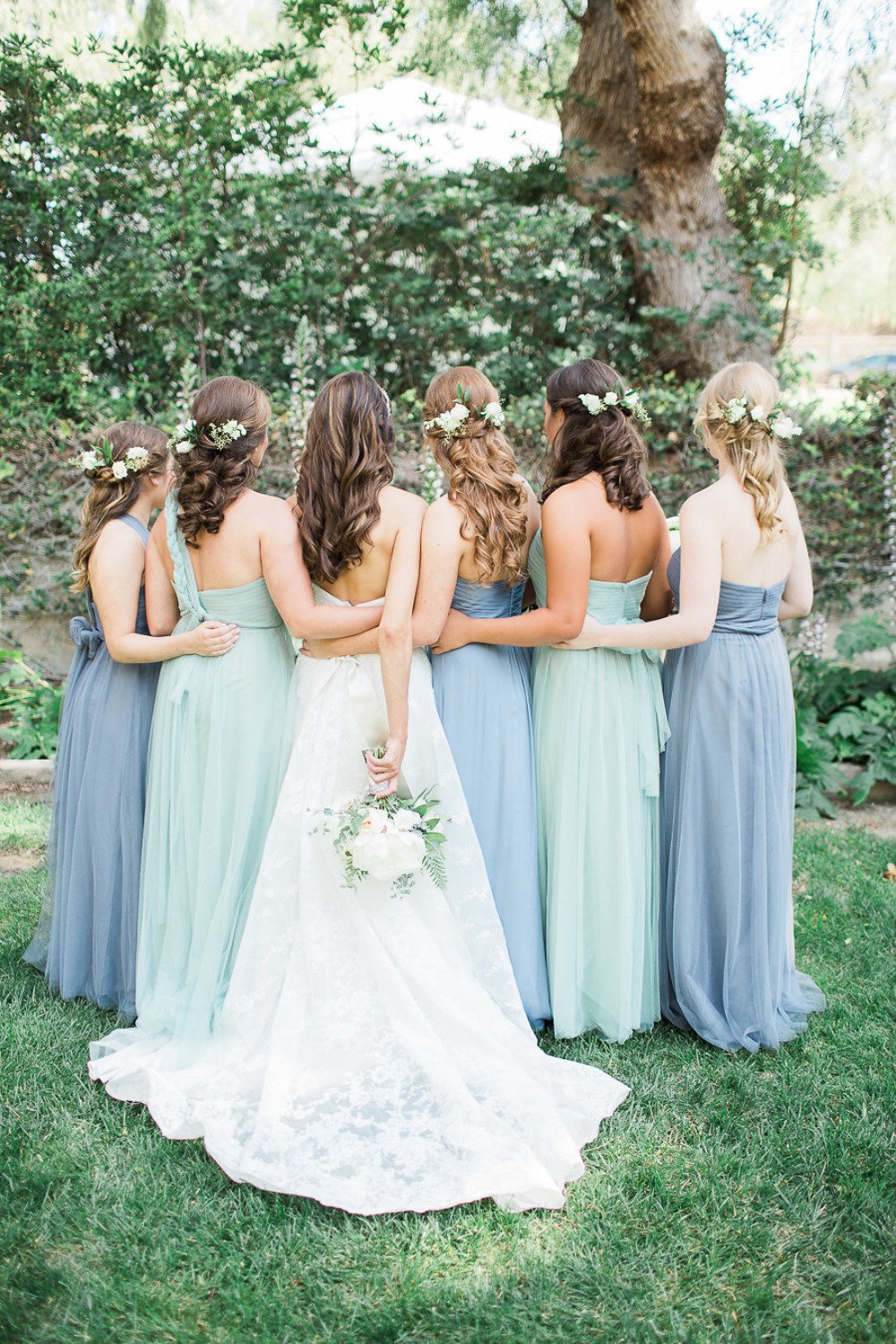 beautiful blue mix and match bridesmaid dresses