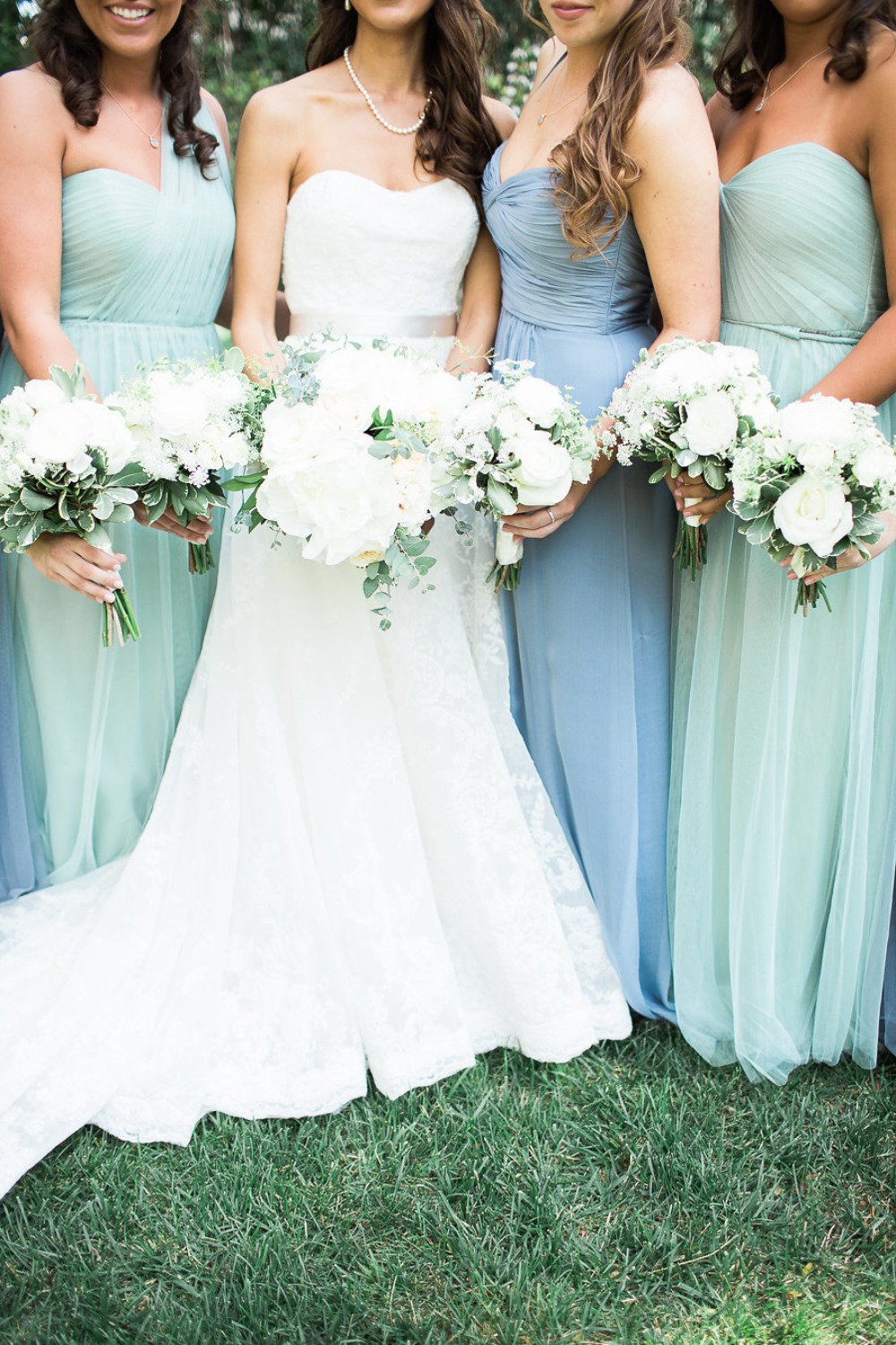 mixed blue bridesmaid dresses