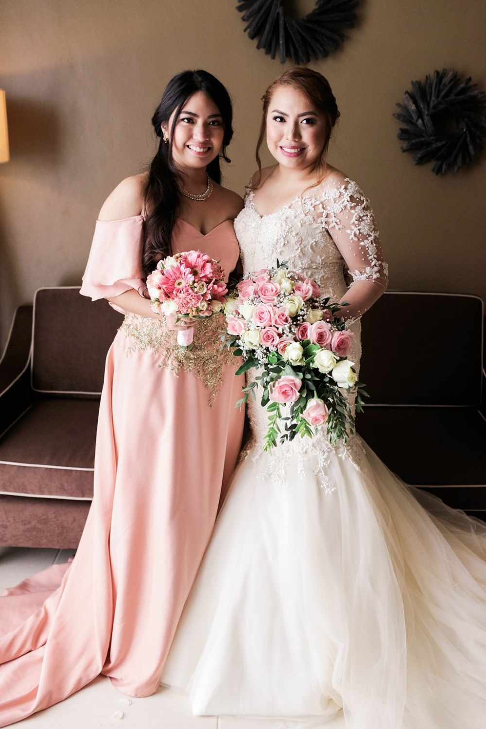 flowy pink bridesmaids dress