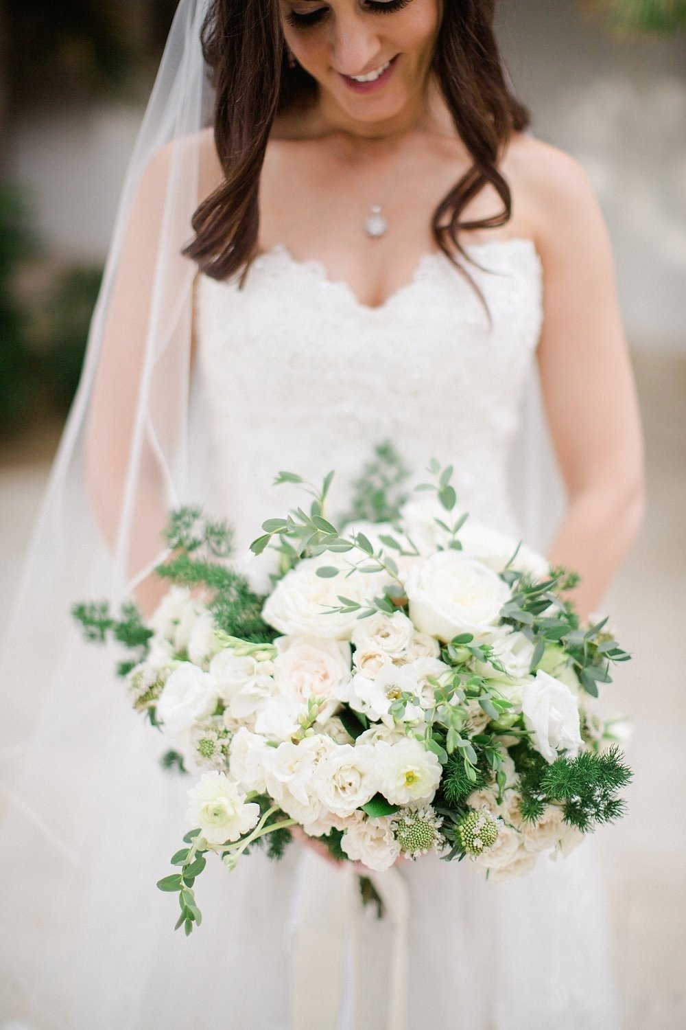 Pretty white wedding bouquet