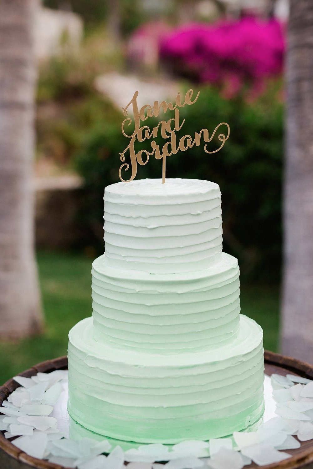 Ombre mint green wedding cake