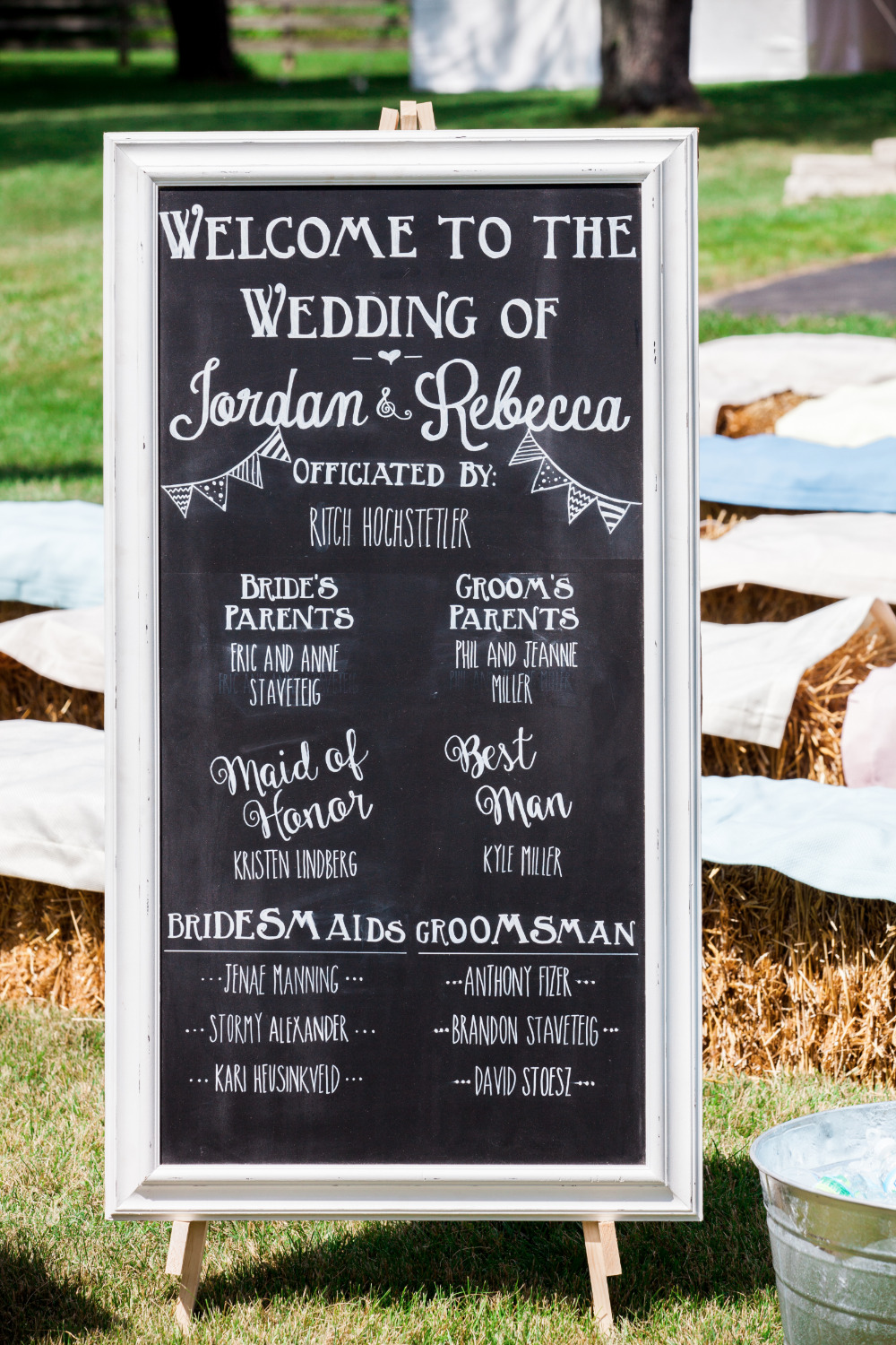 chalkboard wedding program sign