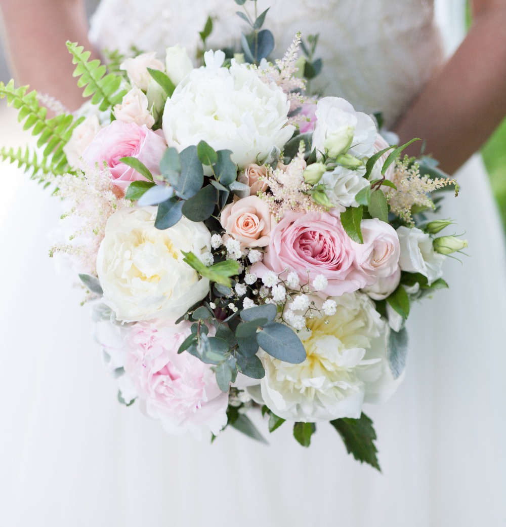 Beautiful bridal bouquet of pink and white flowers