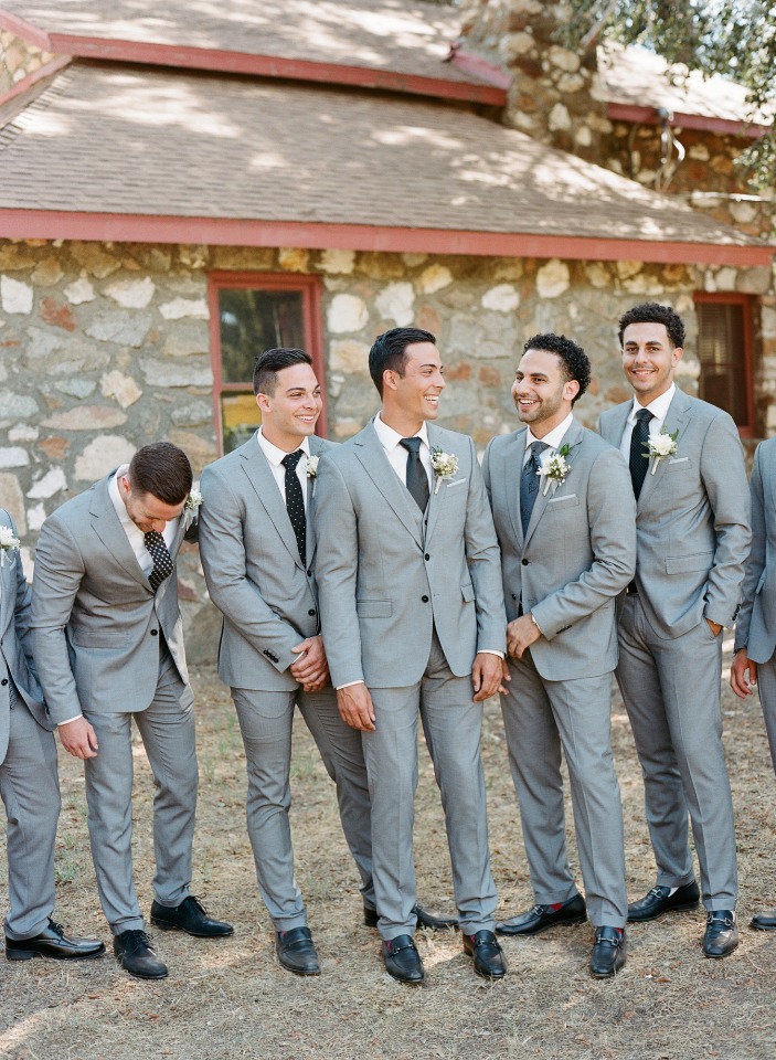 matching groom and his men in grey