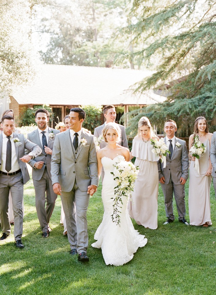 white and grey wedding party